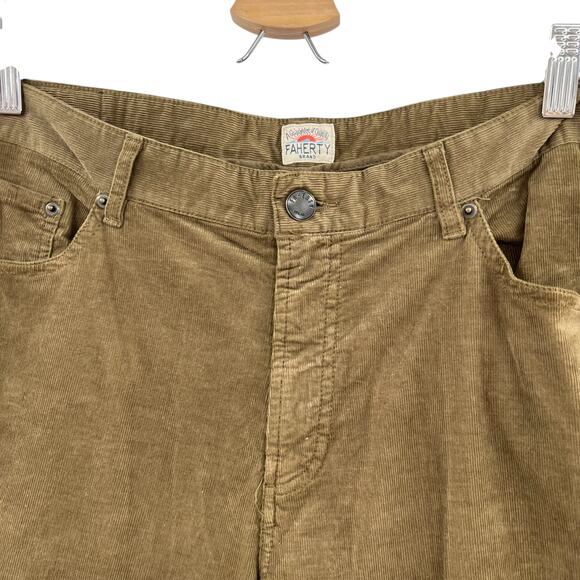 Faherty Stretch Corduroy Pants Green Brown Size 35 - Picture 5 of 14